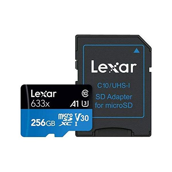 کارت حافظه microSDXC لکسار مدل 633X کلاس 10 استاندارد UHS-I سرعت 95MBps ظرفیت 256 گیگابایت به همراه آداپتور  SD